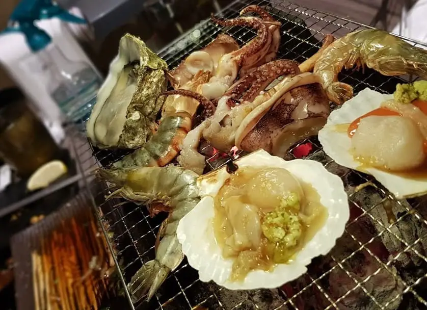 seafood on a grill at Tokyo Bijin Yakiniku japanese restaurant ss15