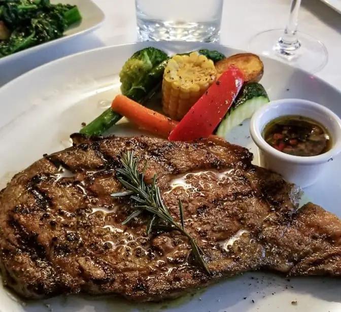 steak and vegetables served at La Fenice in toronto