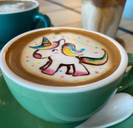 unicorn latte from Bookmark Coffee PJ