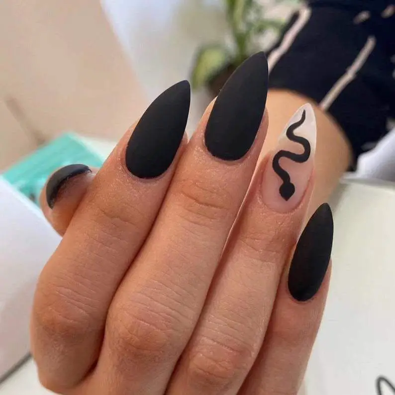 black snake on a nail