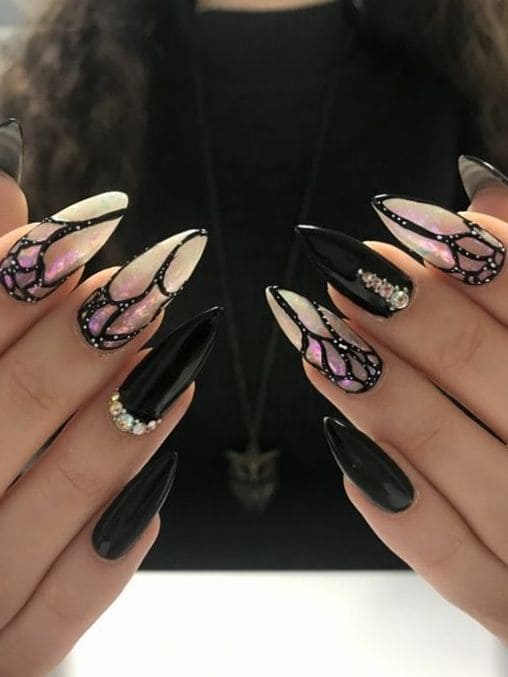 butterfly wing dark gothic nails