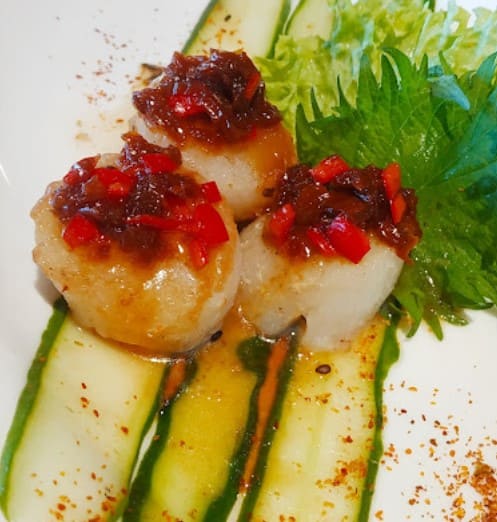 chili scallops at Nanami restaurant