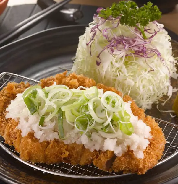 meat and shredded cabbage from Tonkatsu