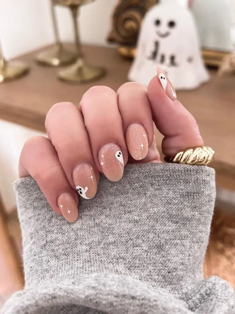 minimalist peekaboo pink nails