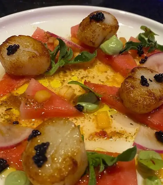 scallops and watermelon from Flying Peacock