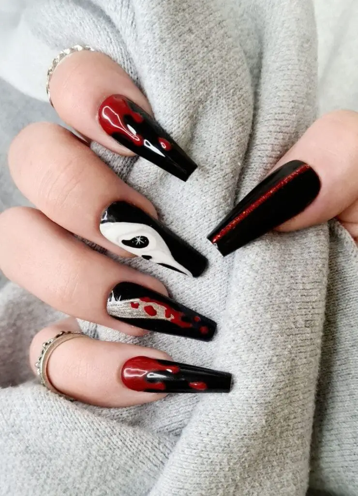scary movie themed with blood nails