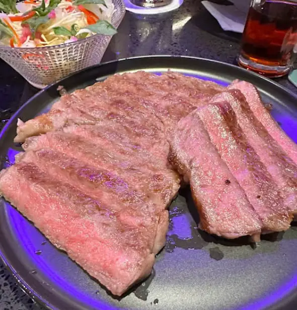 wagyu slices from Flying Peacock japanese yakitori restaurant in bangsar