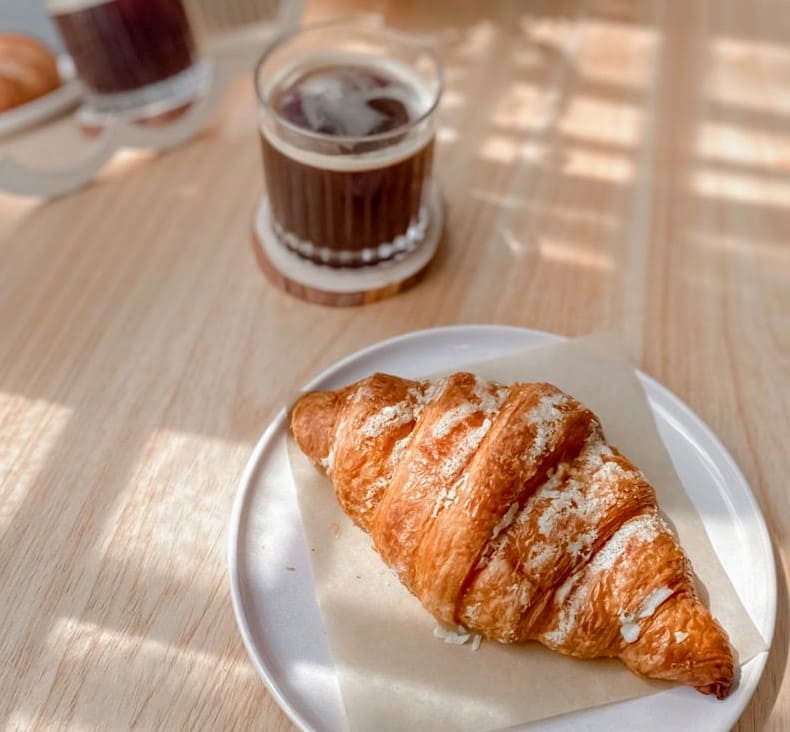 coffee croissant at Mikaa Cafe